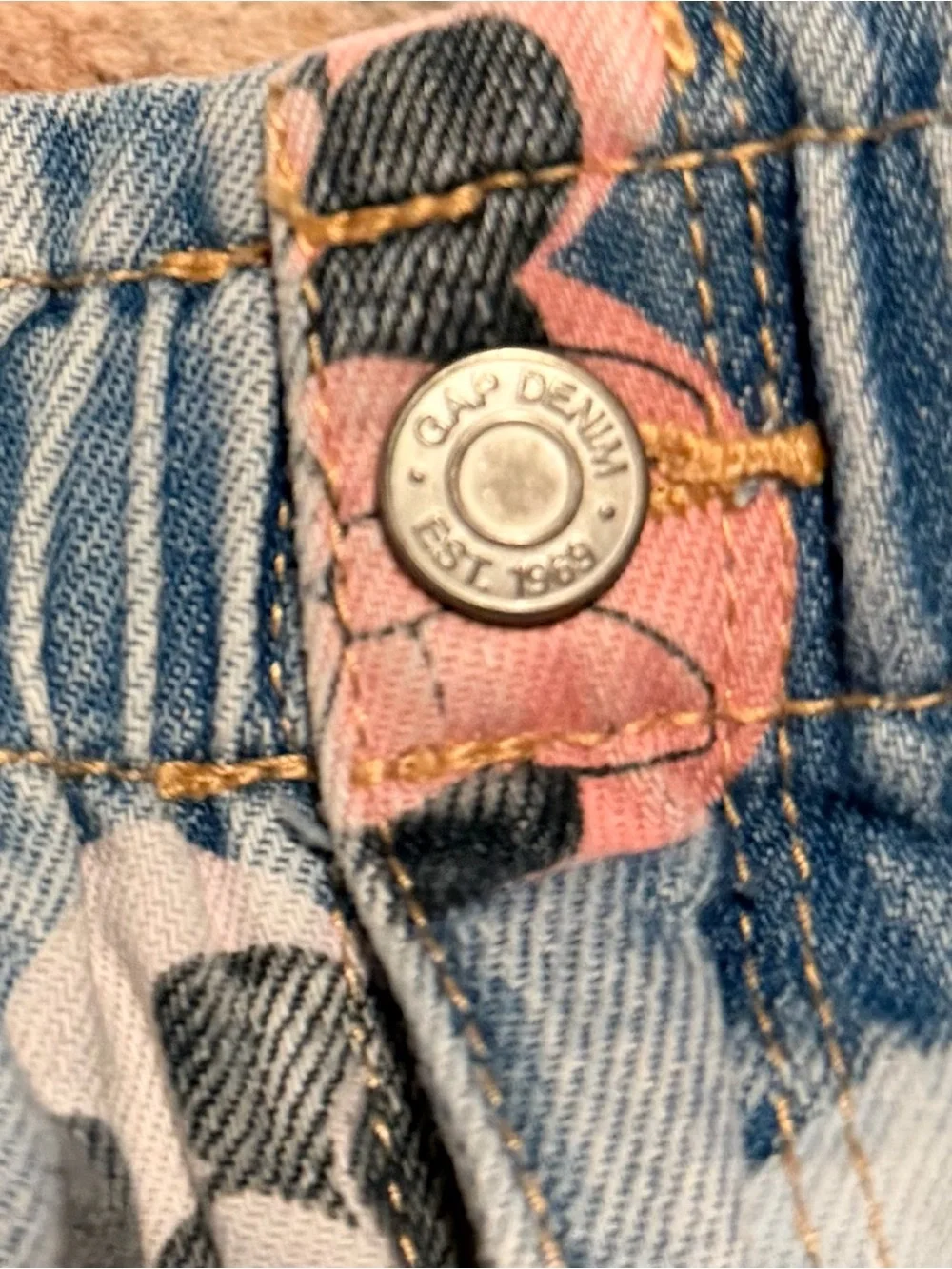 Baby Gap Jean shorts elastic paper bag cut off denim Minnie and Mickey